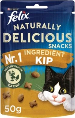 Felix Naturally Delicious Kip & Catnip - Kattensnacks - 8 X 50g