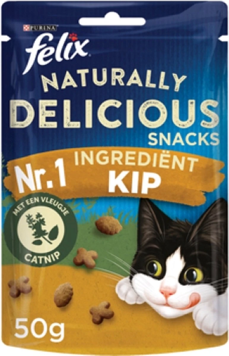 Felix Naturally Delicious Kip & Catnip - Kattensnacks - 8 X 50g
