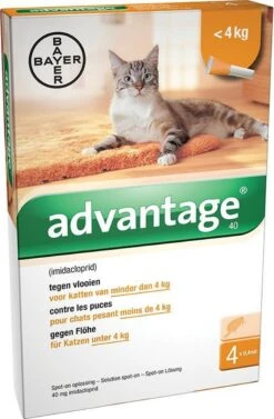 Bayer Advantage 40 Tegen Vlooien - <4kg - 4 X 0,4 Ml - Adult 39 Bayer Advantage 40 Tegen Vlooien - <4kg - 4 X 0,4 Ml - Adult -Kattenproducten 786x1200 1