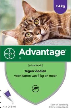 Bayer Anti Vlooienmiddel Advantage 80 > 4 Kg - 4 X 0,8 Ml