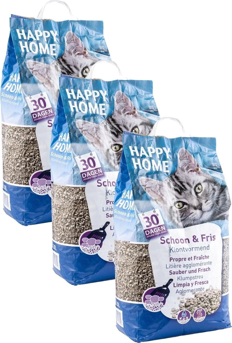 Happy Home Clumping Clean - Kattenbakvulling - 3 X 20 L 4 Happy Home Clumping Clean - Kattenbakvulling - 3 X 20 L - Afbeelding 2