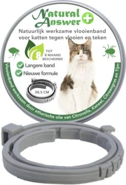 Teken- En Vlooienband Voor Katten PLUS - Natuurlijk Middel Tegen Vlooien En Teken - 100% Natuurlijk - 38,5 CM - Tot 8 Maand Werkzaam - Biologisch