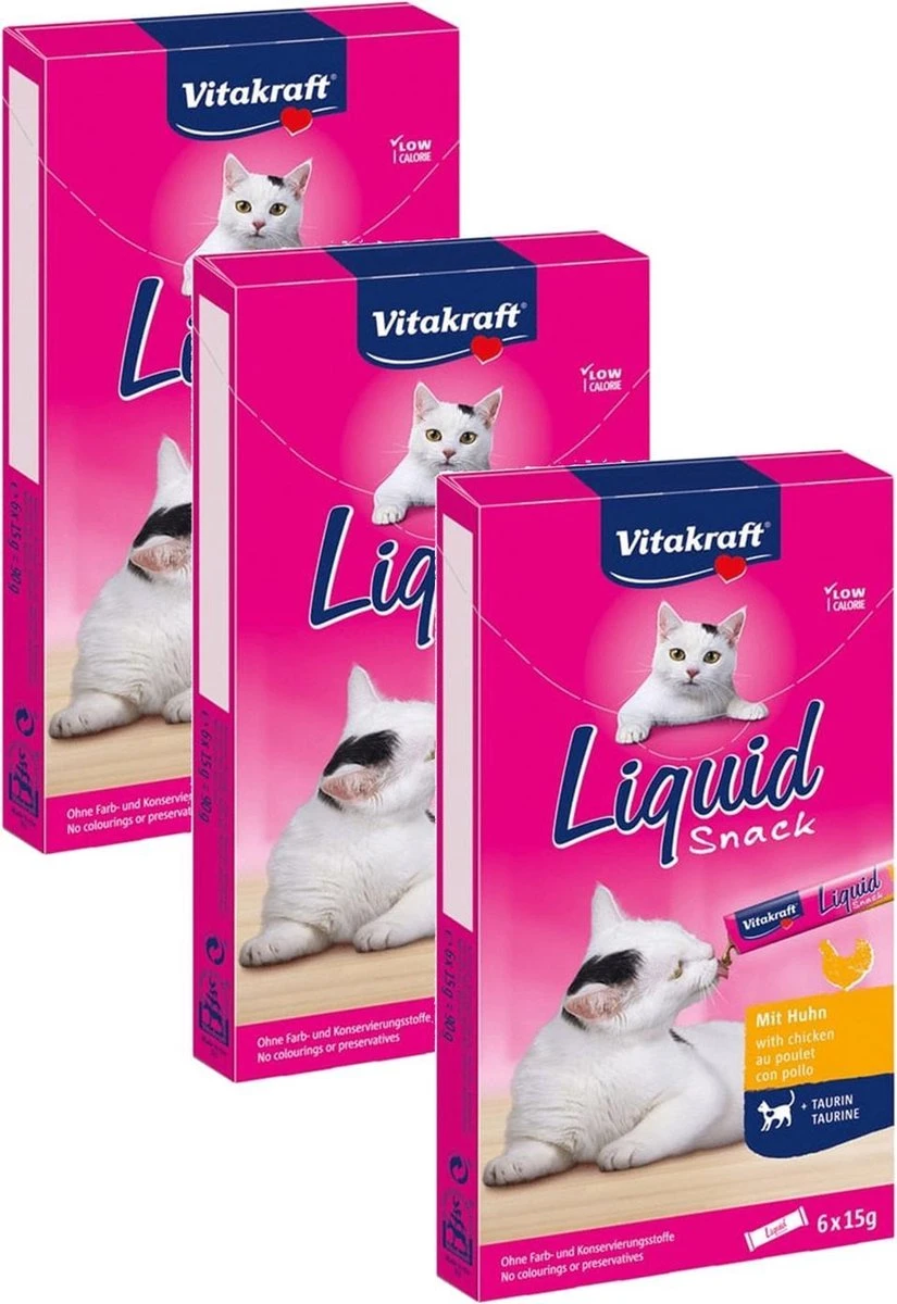 Vitakraft Cat Liquid Snack 6 Stuks - Kattensnack - 3 X Kip 3 Vitakraft Cat Liquid Snack 6 Stuks - Kattensnack - 3 X Kip