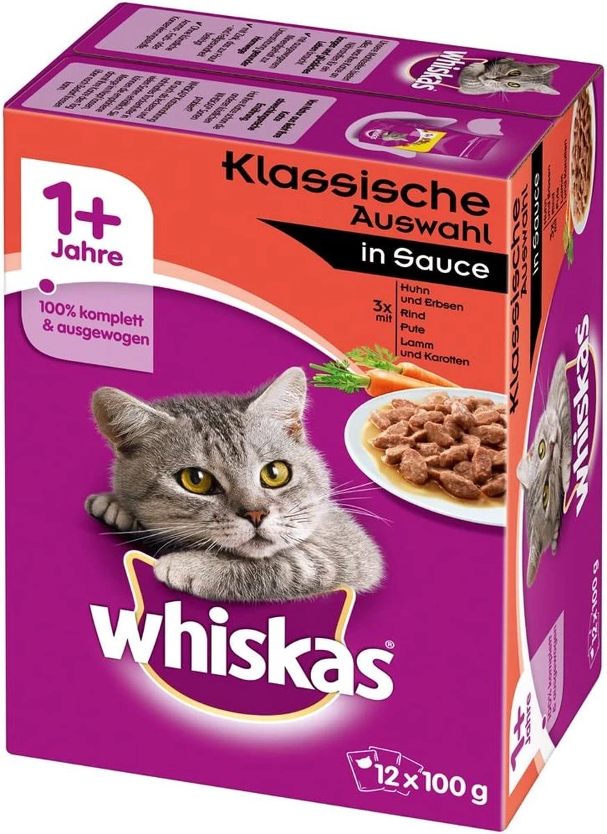 Whiskas Classic Selectie Kattenvoer, Hoogwaardig Nat Voer Voor Volwassen Katten 48 X 100g 5 Whiskas Classic Selectie Kattenvoer, Hoogwaardig Nat Voer Voor Volwassen Katten 48 X 100g - Afbeelding 3