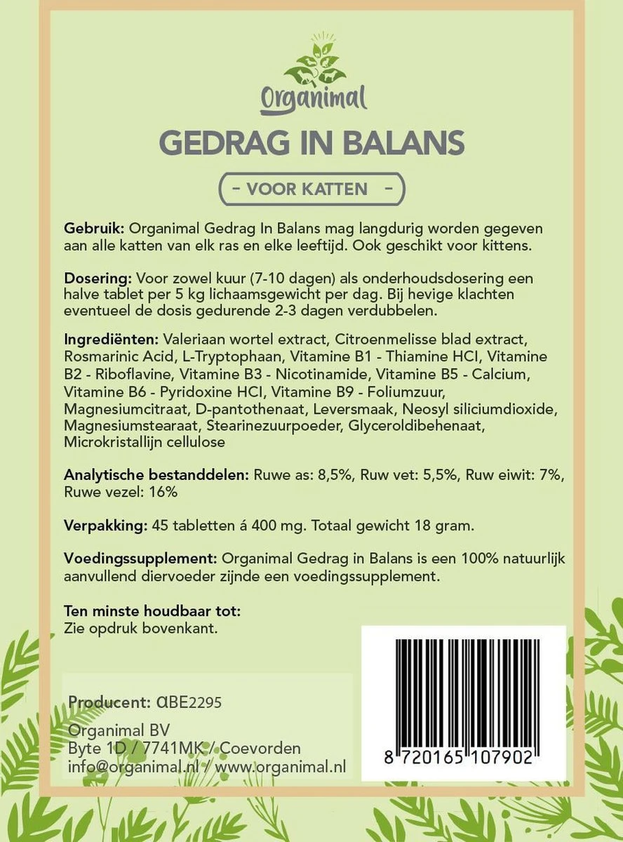 Gedrag In Balans - Kat - O.a. Bij Stress En Angst - 45 Tabletten A 400mg 4 Gedrag In Balans - Kat - O.a. Bij Stress En Angst - 45 Tabletten A 400mg - Afbeelding 2