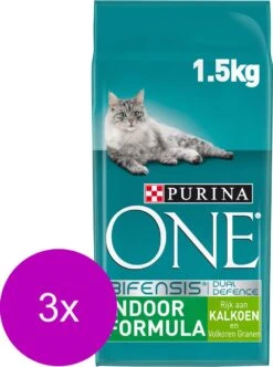 Purina One Indoor Formula Kalkoen - Kattenvoer - 3 X 1.5 Kg -Kattenproducten 893x1200 2