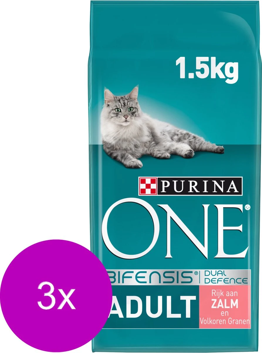 Purina One Adult Zalm&Granen - Kattenvoer - 3 X 1.5 Kg 5 Purina One Adult Zalm&Granen - Kattenvoer - 3 X 1.5 Kg - Afbeelding 3
