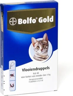 Bayer Bolfo Gold 40 Anti Vlooienmiddel - Kat - 0 Tot 4 Kg - 4 Pipetten 26 Bayer Bolfo Gold 40 Anti Vlooienmiddel - Kat - 0 Tot 4 Kg - 4 Pipetten -Kattenproducten 913x1200