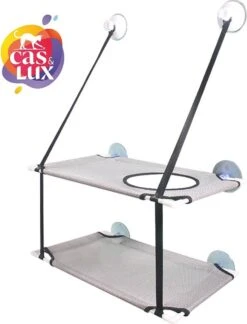 Cas & Lux Relaxerende Hangmat Voor Katten - Inclusief 2 Niveau's Met Sterke 30kg Draagkracht - Kattenhangmat - Kattenhangmat Raam – Kattenmand - Kattenhuis - Kattenkussen - Hangmat Kat - Kattenbed