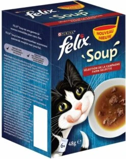 Felix Soup Vlees Selectie - Katten Natvoer - 24 X 48g -Kattenproducten 954x1200