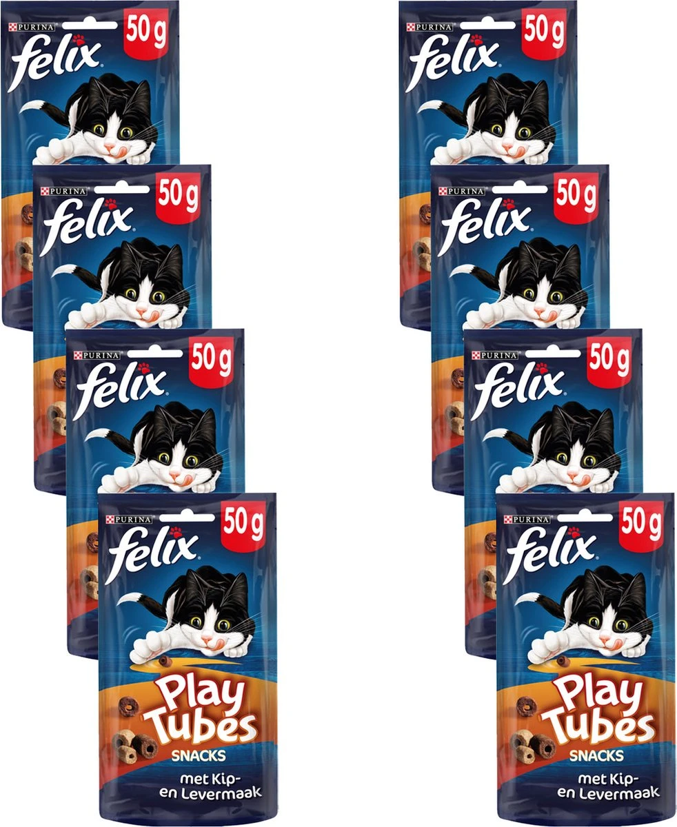 Felix PlayTubes - Kattensnacks - Kip & Lever - 8 X 50g 9 Felix PlayTubes - Kattensnacks - Kip & Lever - 8 X 50g - Afbeelding 7